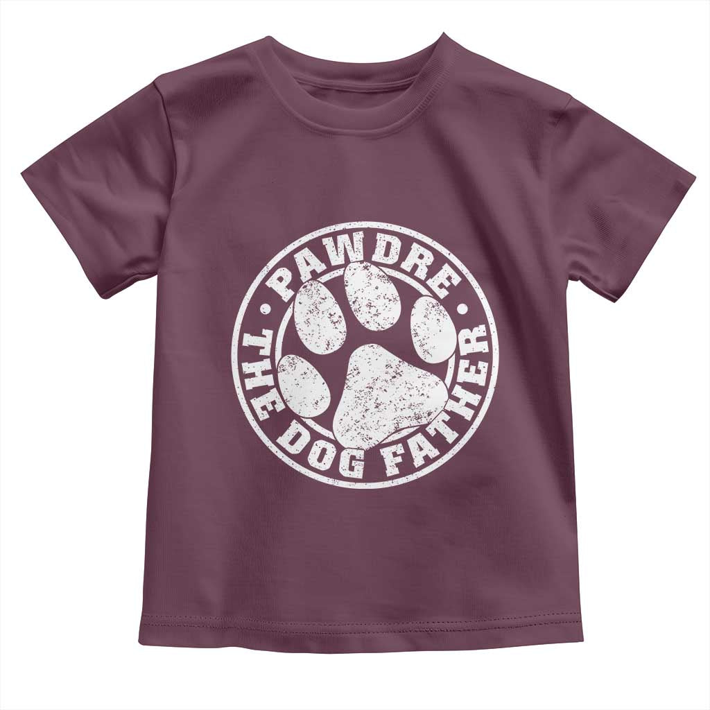 Funny Pawdre The Dog Father Toddler T Shirt Fur Dad Fathers Day Distressed Paw Prints TS11 Maroon Print Your Wear