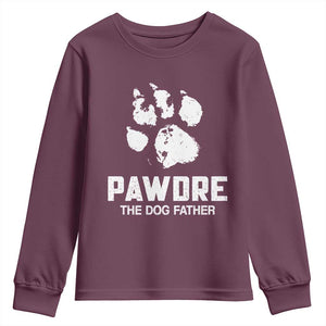 Funny Pawdre The Dog Father Youth Sweatshirt Fur Dad Fathers Day Vintage Paw Prints TS11 Maroon Print Your Wear