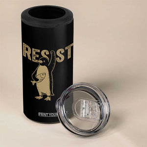 Funny Penguin Resist 4 in 1 Can Cooler Tumbler Against Tariffs Activism Vintage TS02 Print Your Wear