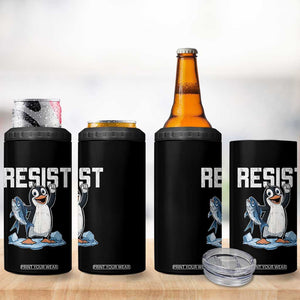 Funny Penguin Resist 4 in 1 Can Cooler Tumbler Against Tariffs Protest TS02 Print Your Wear
