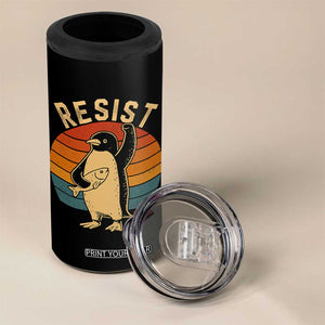 Funny Penguin Resist 4 in 1 Can Cooler Tumbler Against Tariffs Retro Vintage TS02 Print Your Wear