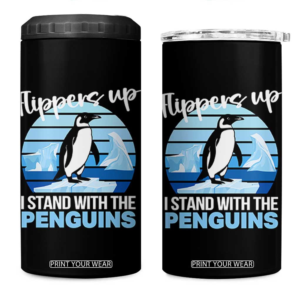 Funny Penguin Resist 4 in 1 Can Cooler Tumbler Flippers Up I Stand With The Penguins TS02 One Size: 16 oz Black Print Your Wear