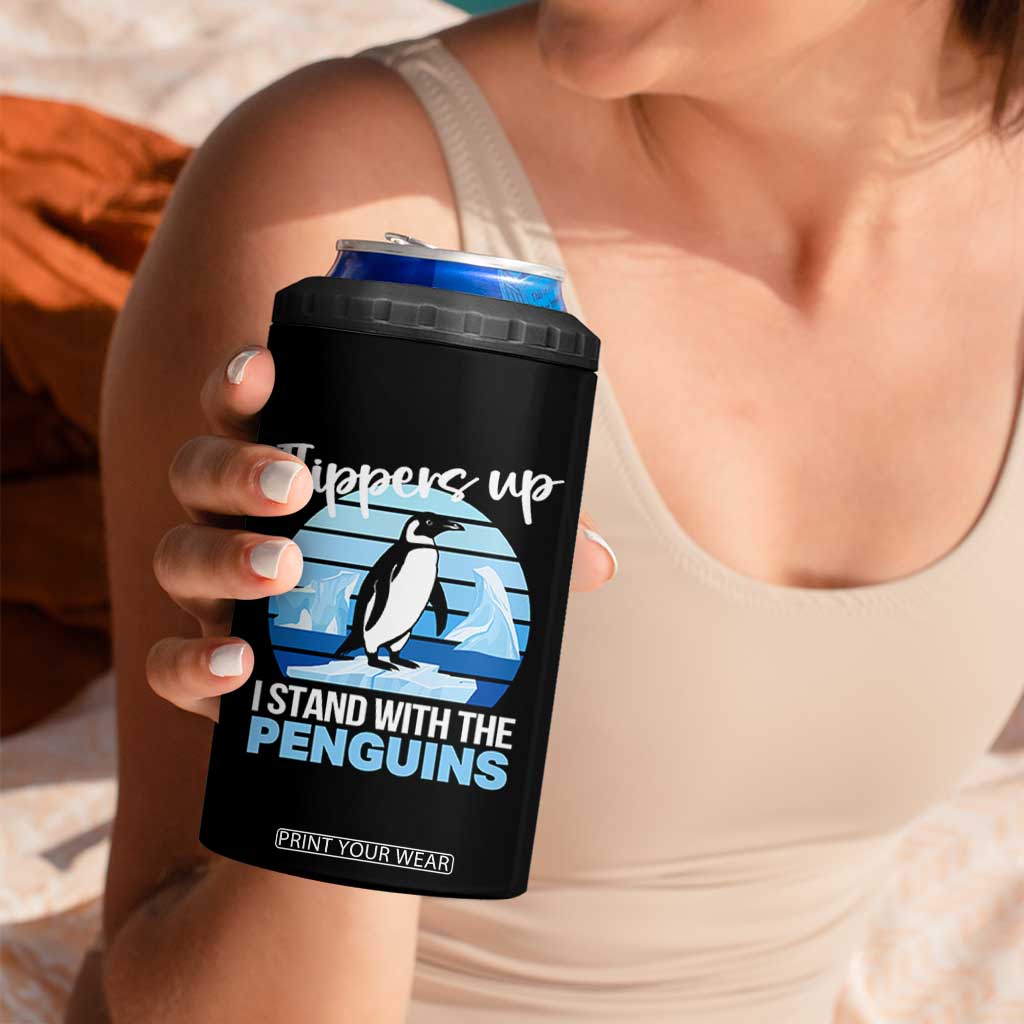Funny Penguin Resist 4 in 1 Can Cooler Tumbler Flippers Up I Stand With The Penguins TS02 Print Your Wear