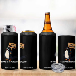 Funny Penguin Resist 4 in 1 Can Cooler Tumbler No Tariffs I Stand With Penguins TS02 Print Your Wear