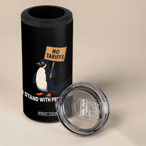 Funny Penguin Resist 4 in 1 Can Cooler Tumbler No Tariffs I Stand With Penguins TS02 Print Your Wear