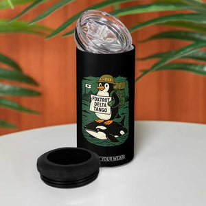 Funny Penguin Resist 4 in 1 Can Cooler Tumbler No Tarriffs Activism Graphic TS02 Print Your Wear