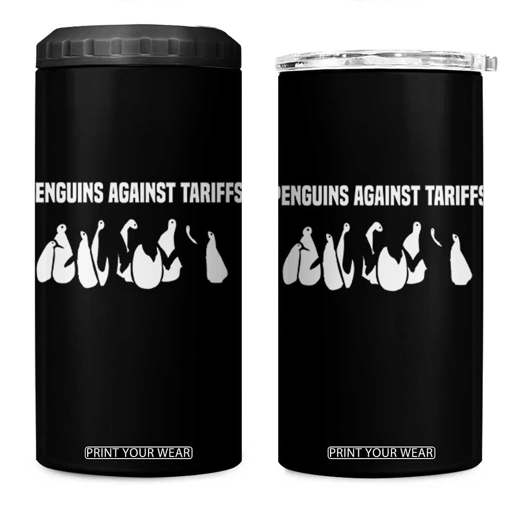 Funny Penguin Resist 4 in 1 Can Cooler Tumbler Penguins Against Tariffs Sarcastic Saying Meme TS02 One Size: 16 oz Black Print Your Wear