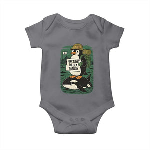 Funny Penguin Resist Baby Onesie No Tarriffs Activism Graphic TS02 Charcoal Print Your Wear