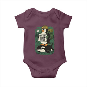 Funny Penguin Resist Baby Onesie No Tarriffs Activism Graphic TS02 Maroon Print Your Wear