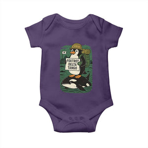 Funny Penguin Resist Baby Onesie No Tarriffs Activism Graphic TS02 Purple Print Your Wear