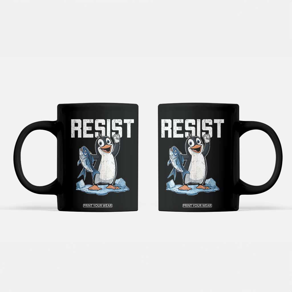 Funny Penguin Resist Coffee Mug Against Tariffs Protest TS02 Black Print Your Wear
