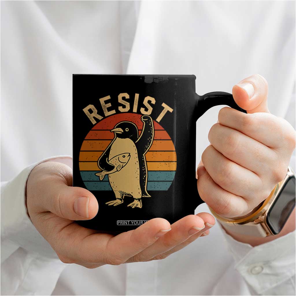 Funny Penguin Resist Coffee Mug Against Tariffs Retro Vintage TS02 Print Your Wear