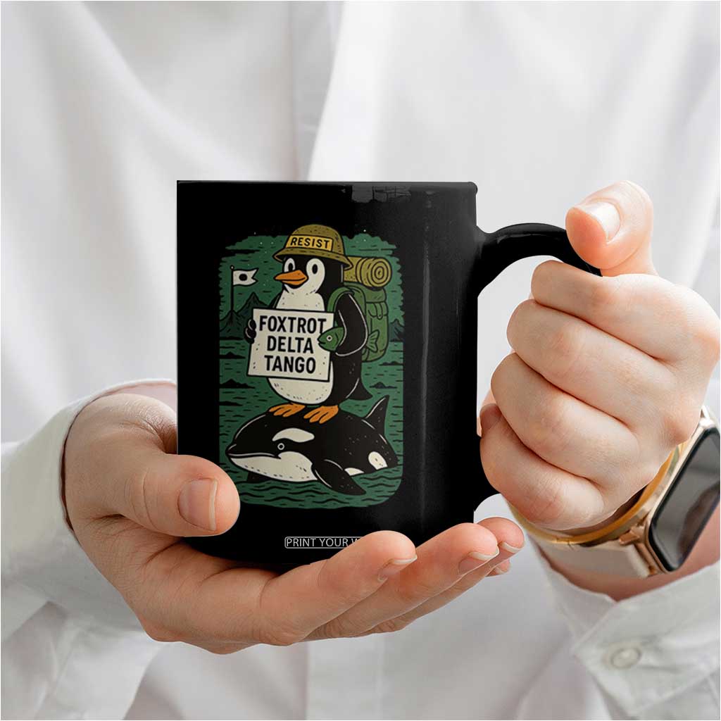 Funny Penguin Resist Coffee Mug No Tarriffs Activism Graphic TS02 Print Your Wear
