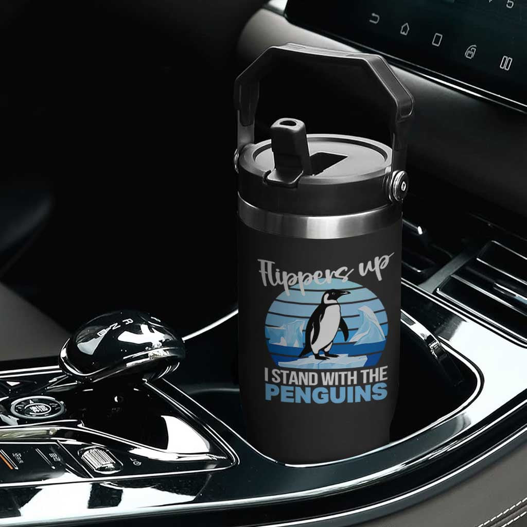 Funny Penguin Resist Flip Straw Tumbler Flippers Up I Stand With The Penguins TS02 Print Your Wear