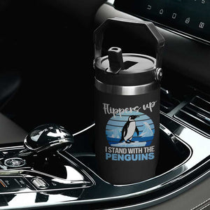 Funny Penguin Resist Flip Straw Tumbler Flippers Up I Stand With The Penguins TS02 Print Your Wear