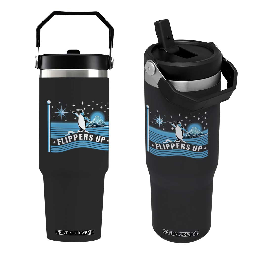 Funny Penguin Resist Flip Straw Tumbler Heard Island Flippers Up I Stand With Penguins TS02 One Size: 30 oz Black Print Your Wear