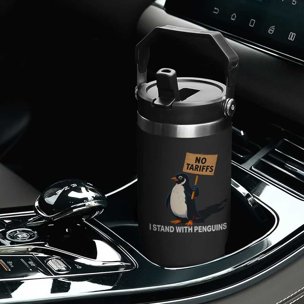 Funny Penguin Resist Flip Straw Tumbler No Tariffs I Stand With Penguins TS02 Print Your Wear