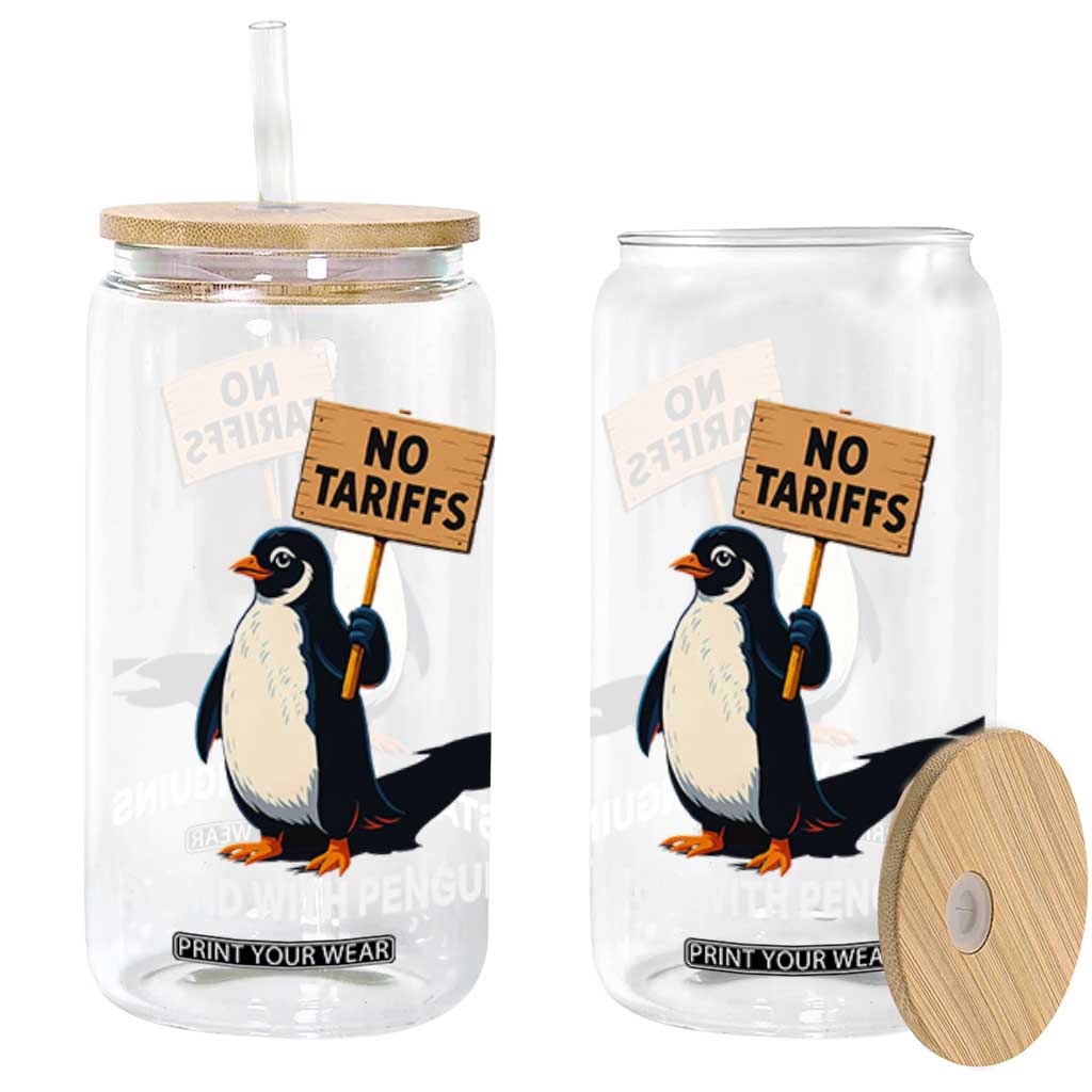 Funny Penguin Resist Glass Can No Tariffs I Stand With Penguins TS02 Black Print Your Wear