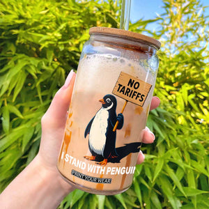 Funny Penguin Resist Glass Can No Tariffs I Stand With Penguins TS02 Print Your Wear