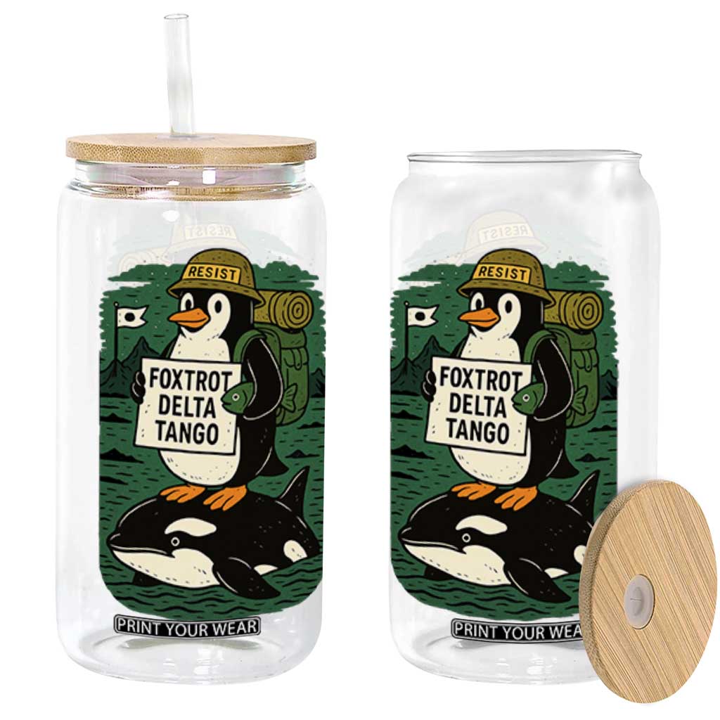 Funny Penguin Resist Glass Can No Tarriffs Activism Graphic TS02 Black Print Your Wear