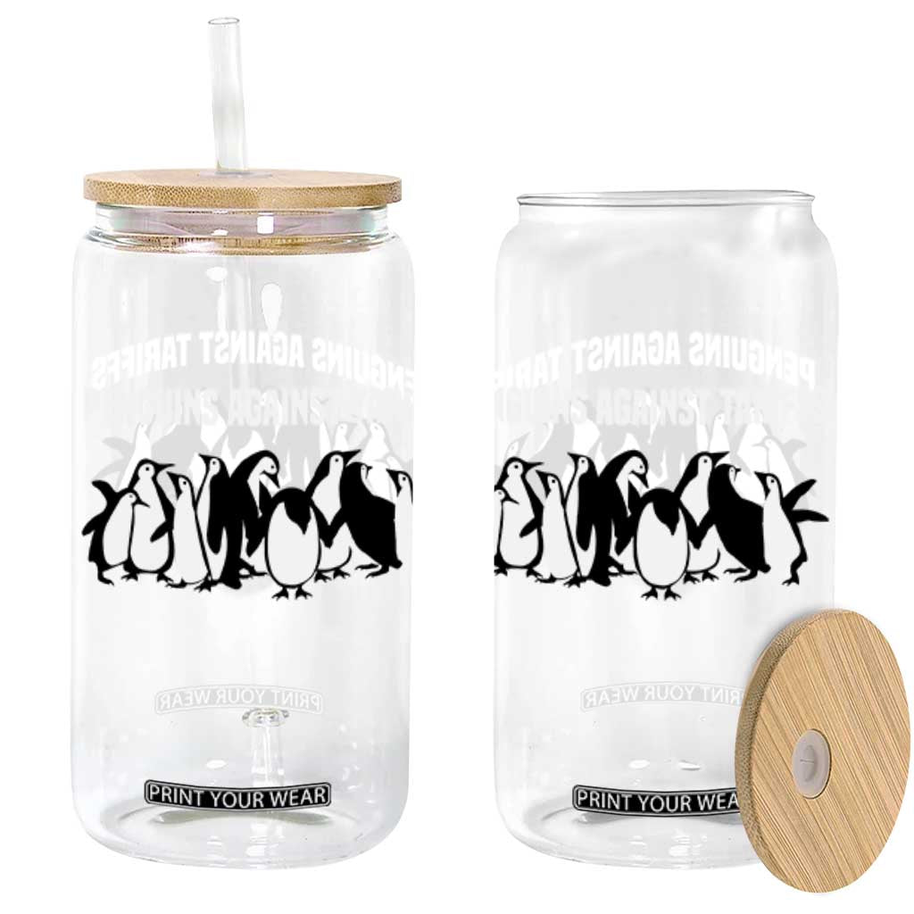 Funny Penguin Resist Glass Can Penguins Against Tariffs Sarcastic Saying Meme TS02 Black Print Your Wear