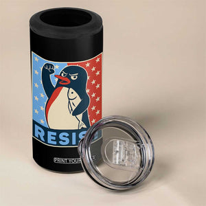 Funny Penguin Resist Graphic 4 in 1 Can Cooler Tumbler Resist Protest Against Tariffs TS02 Print Your Wear