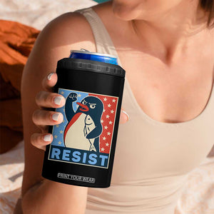 Funny Penguin Resist Graphic 4 in 1 Can Cooler Tumbler Resist Protest Against Tariffs TS02 Print Your Wear