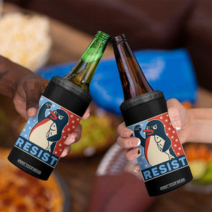 Funny Penguin Resist Graphic 4 in 1 Can Cooler Tumbler Resist Protest Against Tariffs TS02 Print Your Wear