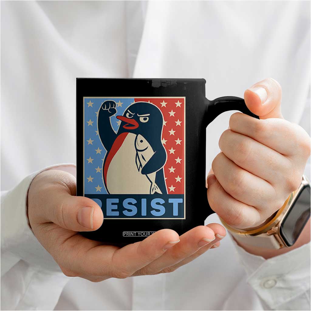 Funny Penguin Resist Graphic Coffee Mug Resist Protest Against Tariffs TS02 Print Your Wear