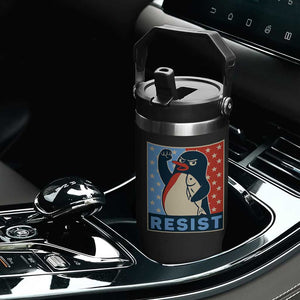 Funny Penguin Resist Graphic Flip Straw Tumbler Resist Protest Against Tariffs TS02 Print Your Wear