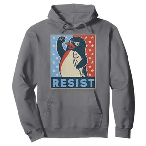 Funny Penguin Resist Graphic Hoodie Resist Protest Against Tariffs TS02 Charcoal Print Your Wear