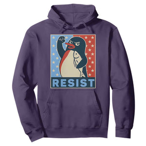 Funny Penguin Resist Graphic Hoodie Resist Protest Against Tariffs TS02 Purple Print Your Wear