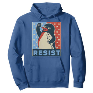 Funny Penguin Resist Graphic Hoodie Resist Protest Against Tariffs TS02 Royal Blue Print Your Wear