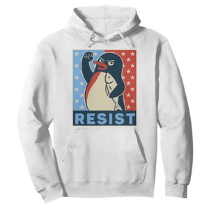 Funny Penguin Resist Graphic Hoodie Resist Protest Against Tariffs TS02 White Print Your Wear