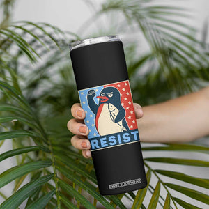 Funny Penguin Resist Graphic Skinny Tumbler Resist Protest Against Tariffs TS02 Print Your Wear
