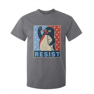 Funny Penguin Resist Graphic T Shirt For Kid Resist Protest Against Tariffs TS02 Charcoal Print Your Wear