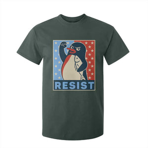 Funny Penguin Resist Graphic T Shirt For Kid Resist Protest Against Tariffs TS02 Dark Forest Green Print Your Wear