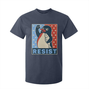 Funny Penguin Resist Graphic T Shirt For Kid Resist Protest Against Tariffs TS02 Navy Print Your Wear