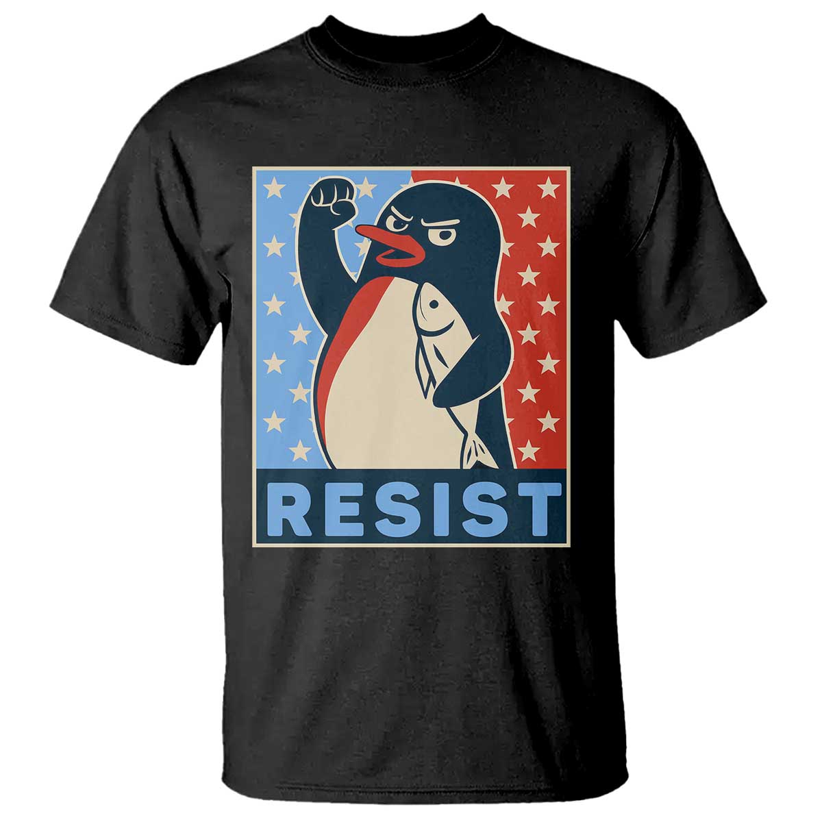 Funny Penguin Resist Graphic T Shirt Resist Protest Against Tariffs TS02 Black Print Your Wear
