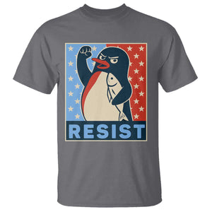 Funny Penguin Resist Graphic T Shirt Resist Protest Against Tariffs TS02 Charcoal Print Your Wear