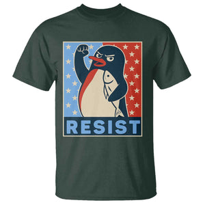 Funny Penguin Resist Graphic T Shirt Resist Protest Against Tariffs TS02 Dark Forest Green Print Your Wear