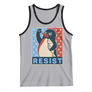 Funny Penguin Resist Graphic Tank Top Resist Protest Against Tariffs TS02 Athletic Heather Black Print Your Wear