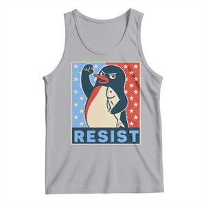 Funny Penguin Resist Graphic Tank Top Resist Protest Against Tariffs TS02 Athletic Heather Print Your Wear