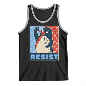 Funny Penguin Resist Graphic Tank Top Resist Protest Against Tariffs TS02 Black Athletic Heather Print Your Wear