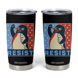 Funny Penguin Resist Graphic Tumbler Cup Resist Protest Against Tariffs TS02 Black Print Your Wear