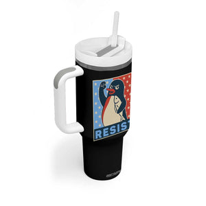 Funny Penguin Resist Graphic Tumbler With Handle Resist Protest Against Tariffs TS02 Print Your Wear