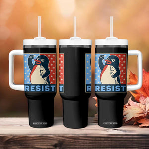 Funny Penguin Resist Graphic Tumbler With Handle Resist Protest Against Tariffs TS02 Print Your Wear