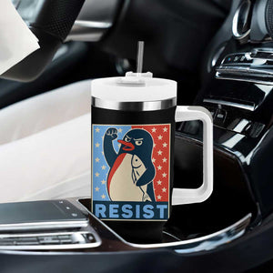Funny Penguin Resist Graphic Tumbler With Handle Resist Protest Against Tariffs TS02 Print Your Wear