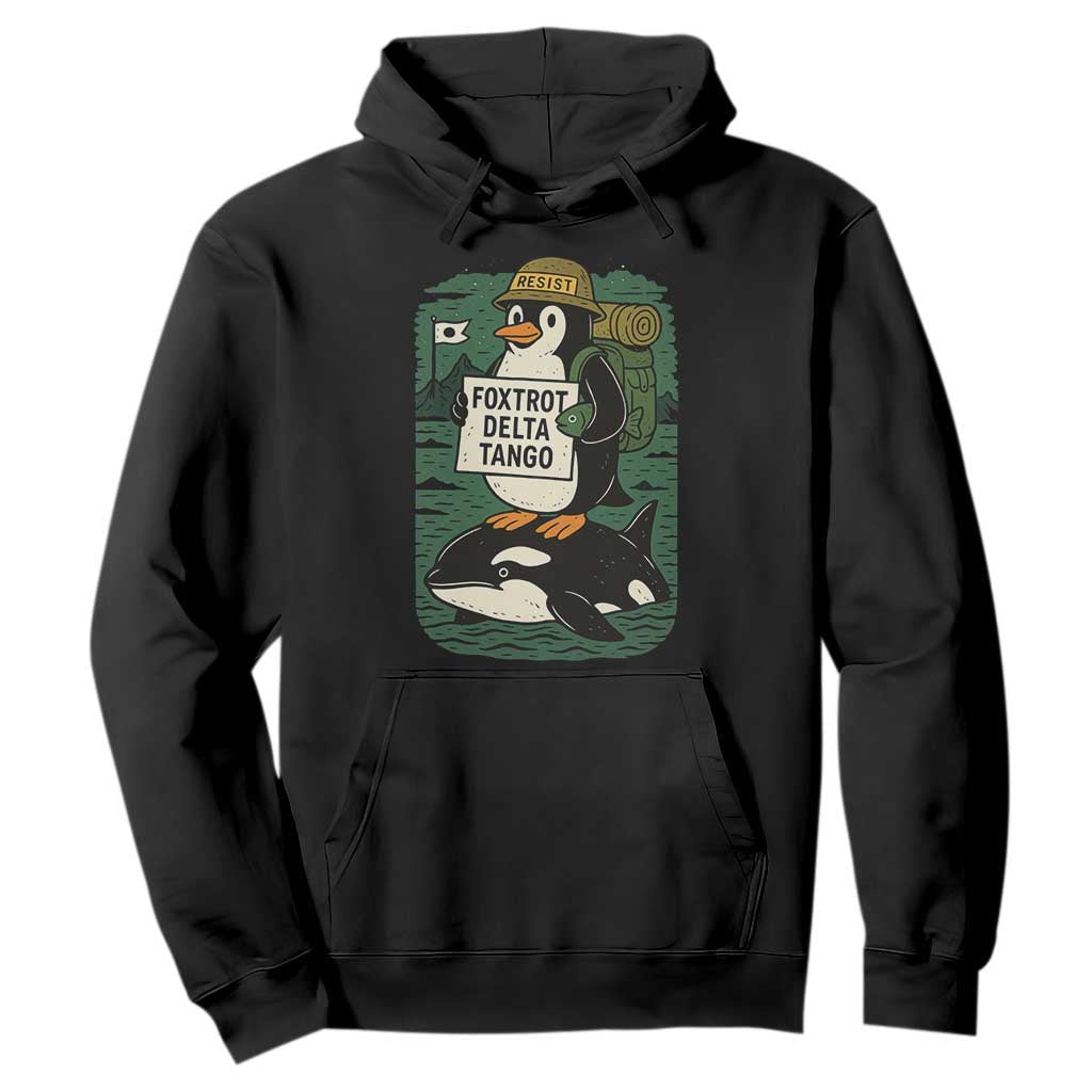 Funny Penguin Resist Hoodie No Tarriffs Activism Graphic TS02 Black Print Your Wear