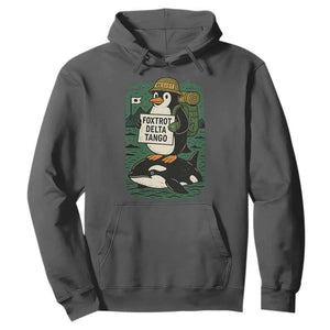 Funny Penguin Resist Hoodie No Tarriffs Activism Graphic TS02 Dark Heather Print Your Wear